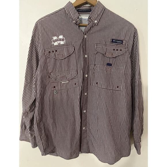 Columbia PFG Super Bonehead Shirt Men’s Size Small Vented MS State Maroon White - Picture 1 of 7